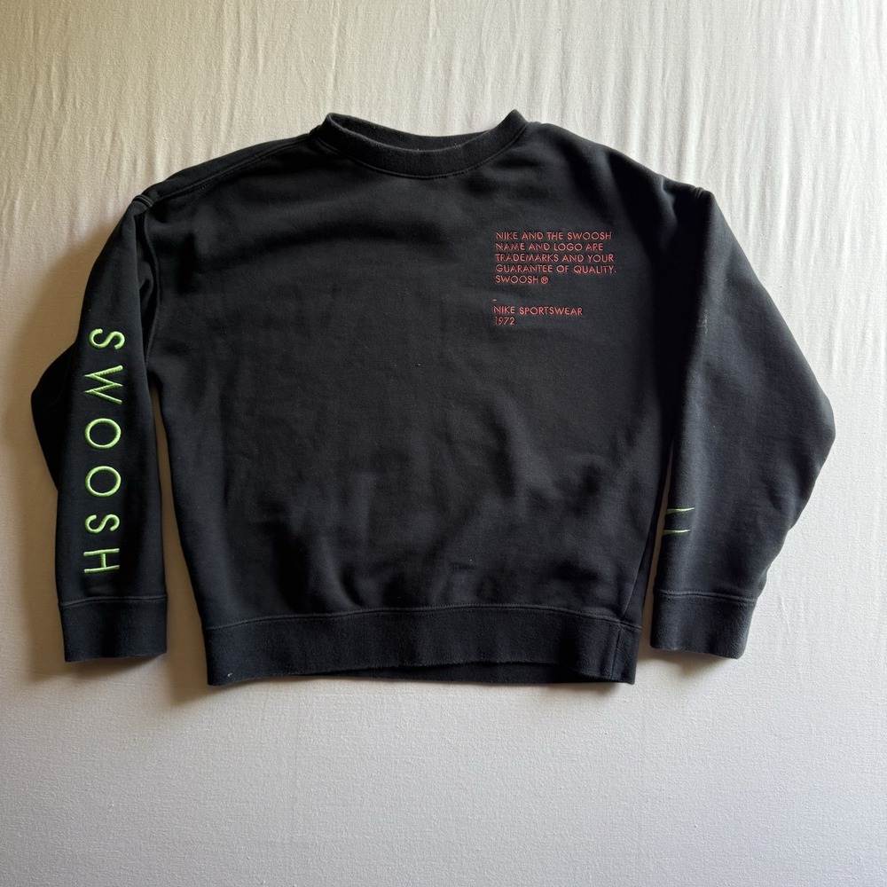 NIKE x Streetwear Pullover Youth Small Black Fleece Double Swoosh Standard Fit‎